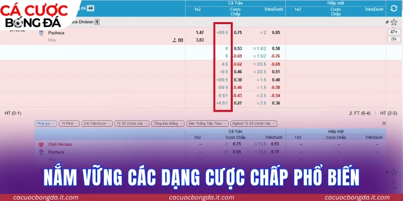 Nắm vững các dạng kèo chấp hay gặp